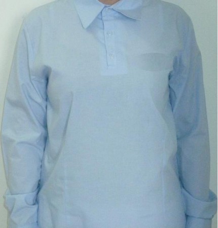 Camisa Feminina, modelo Pólo, mangas longas 3 botões